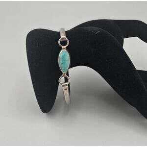 Beautiful Sterling Silver and Turquoise Hook and Eye Bangle